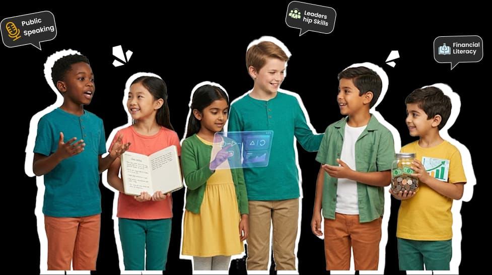 Children learning public speaking, leadership and financial literacy at Oratrics