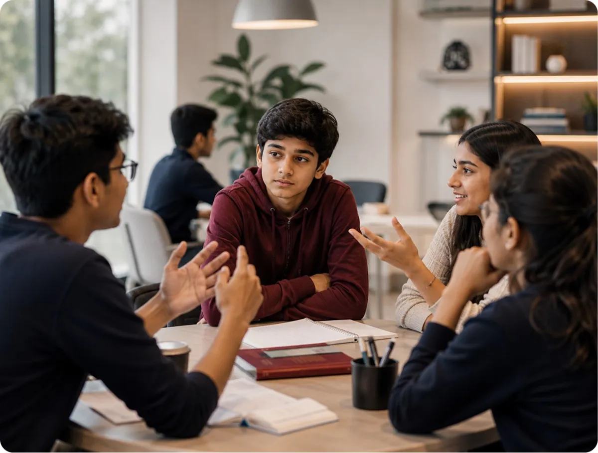 Students struggling with confidence and communication before joining a personality development course